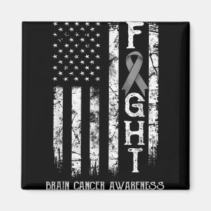 Brain Cancer Warrior Us Flag Magnet