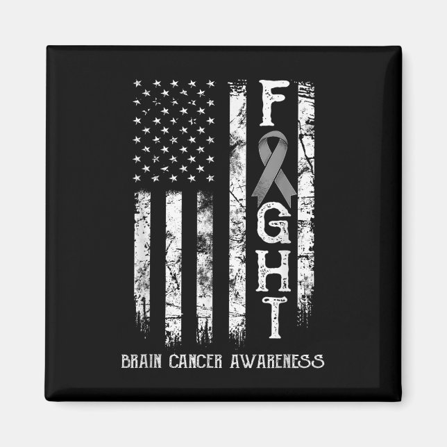 Brain Cancer Warrior Us Flag  Magnet (Front)