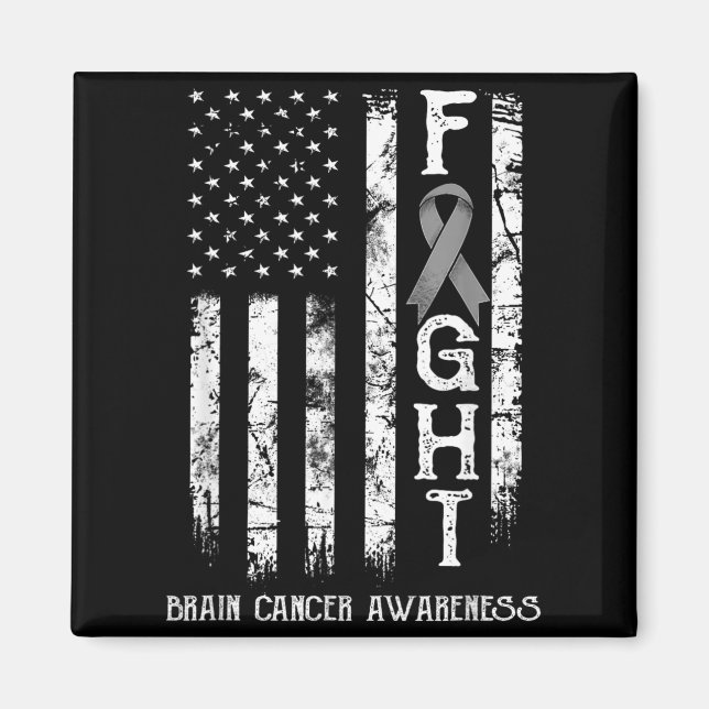 Brain Cancer Warrior US Flag Magnet (Front)