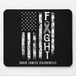 Brain Cancer Warrior Us Flag Mouse Pad