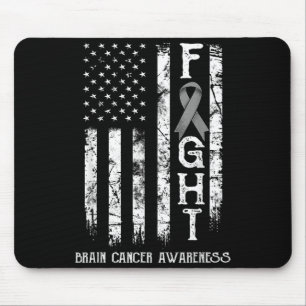 Brain Cancer Warrior US Flag Mouse Pad