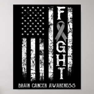 Brain Cancer Warrior Us Flag Poster