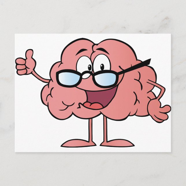 Brain Cartoon Character Giving The Thumbs Up Postcard (Front)