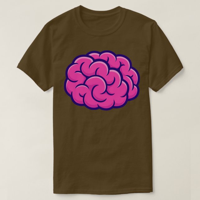 Brain Cartoon Illustration T-Shirt (Design Front)