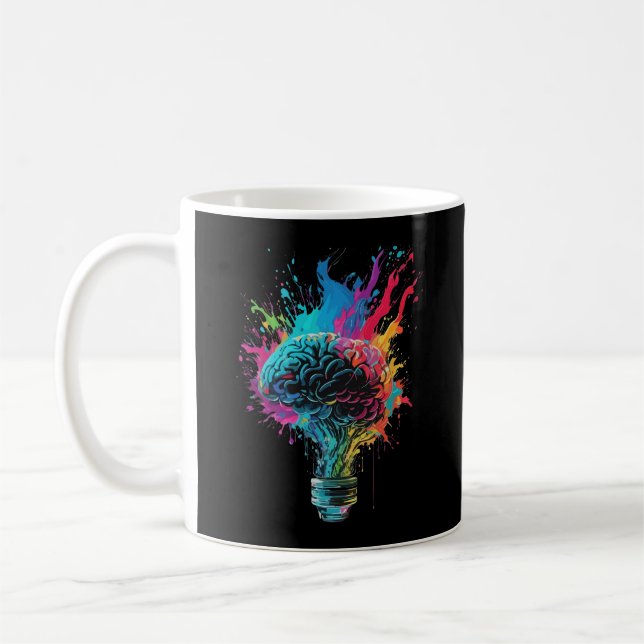 Brain Design With Colourful Bulb Explosion Coffee Mug (Left)