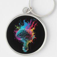 Brain Design With Colourful Bulb Explosion