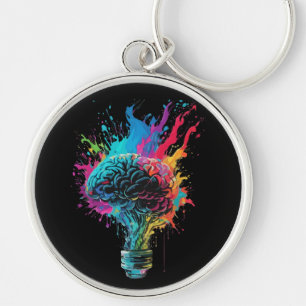 Brain Design With Colourful Bulb Explosion Key Ring