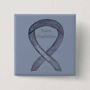 Brain Disabilities Awareness Ribbon Custom Pin