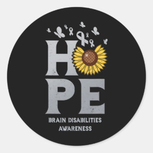 Brain Disabilities Silver Hope Vintage Sunflower A Classic Round Sticker