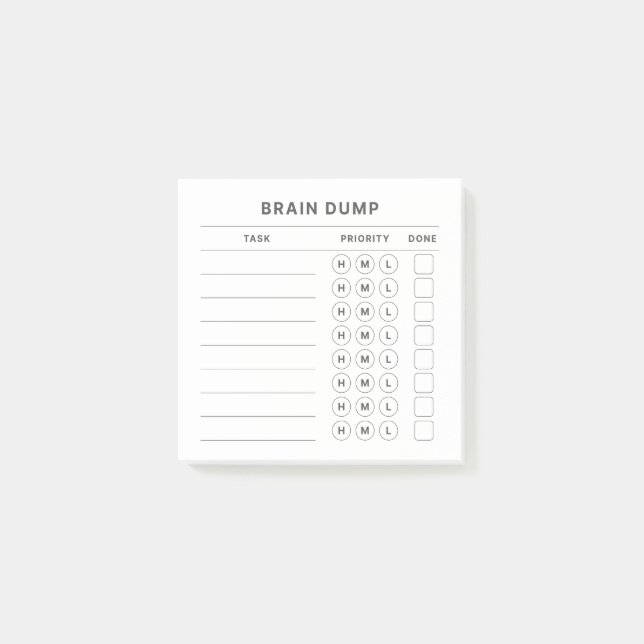Brain Dump Get It Done Priority Organiser Post-it Notes (Front)