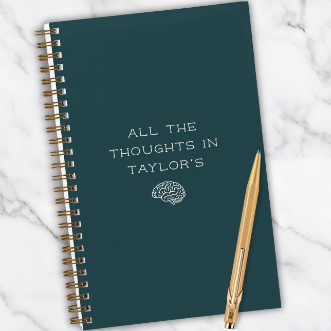 Brain Dump List Thoughts Teal Green Personalized Notebook (Personalized for daily brain dumps. Clean, modern, and quietly funny.)