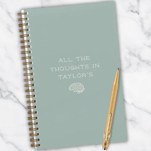 Brain Dump Thoughts Personalized Name Minimal Sage Notebook