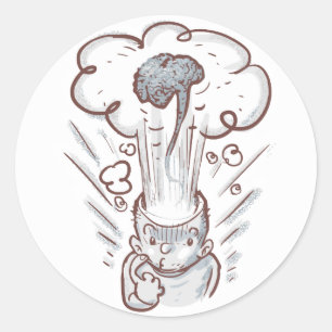 brain explosion cartoon classic round sticker