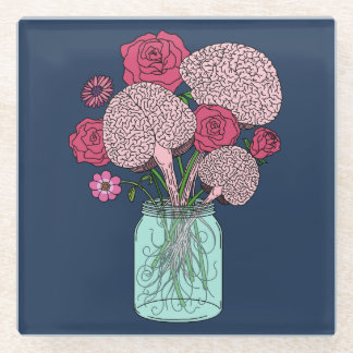 Brain Flower Bouquet Glass Coaster