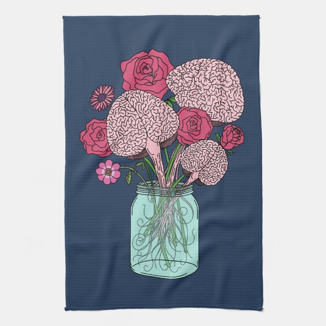 Brain Flower Bouquet Tea Towel (Vertical)