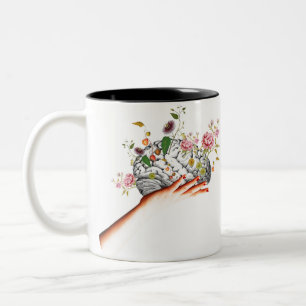 Brain Flowers Collage Two-Tone Coffee Mug