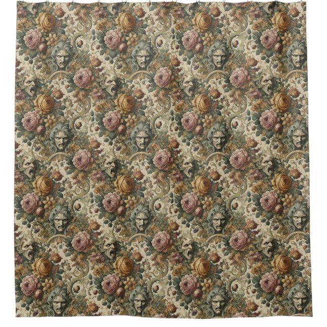Brain Fog – Gothic Floral Wallpaper Shower Curtain (Front)