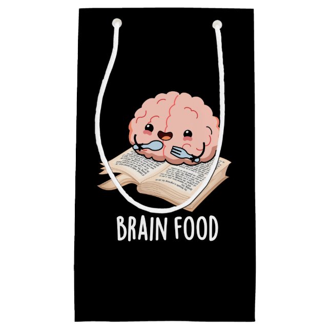 Brain Food Funny Anatomy Pun Dark BG Small Gift Bag (Front)