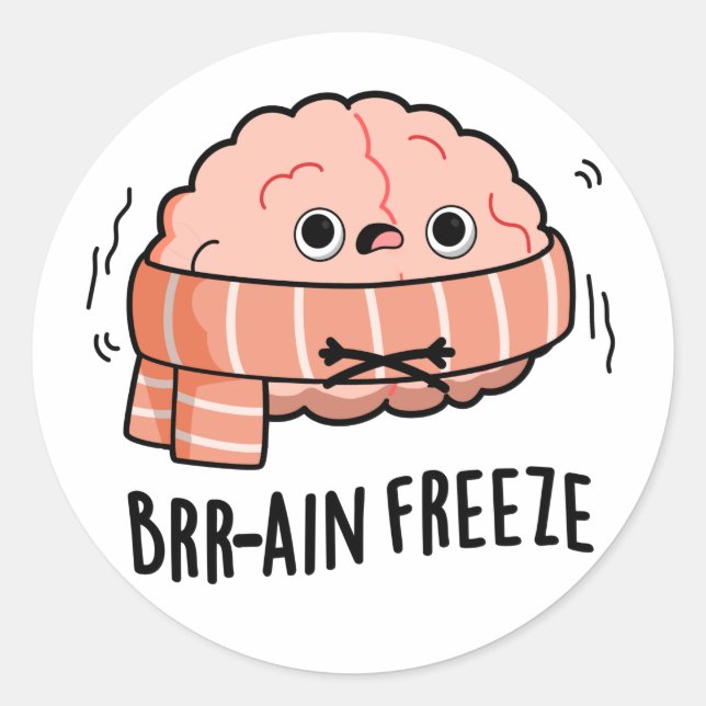 Brain Freeze Funny Biology Anatomy Pun  Classic Round Sticker (Front)