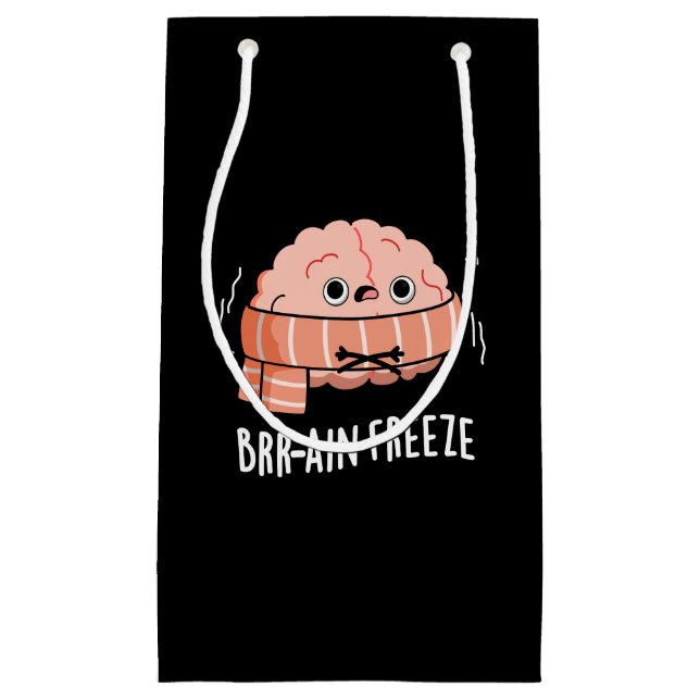 Brain Freeze Funny Biology Anatomy Pun Dark BG Small Gift Bag (Front)