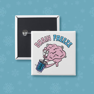 Brain Freeze Funny Cartoon 15 Cm Square Badge
