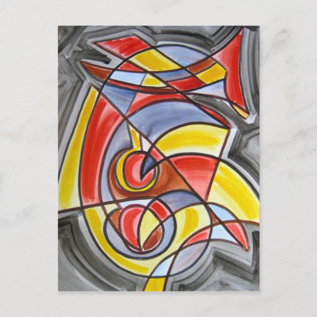 Brain Freeze-Modern Art Colourful Handpainted Postcard (Front)