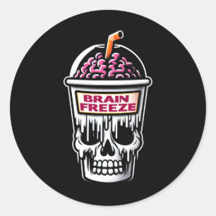 Brain Freeze Skull Spooky Halloween Drink Design Classic Round Sticker