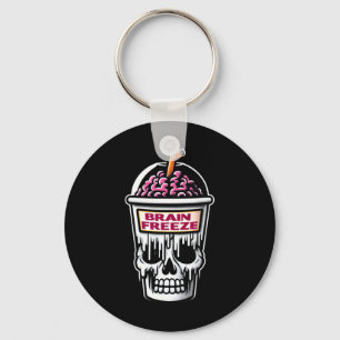 Brain Freeze Skull Spooky Halloween Drink Design Key Ring