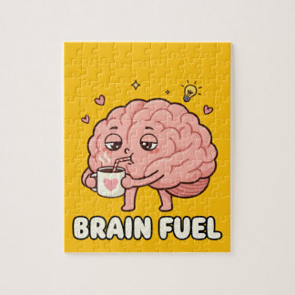 Brain Fuel: Morning Coffee Motivation Cartoon Jigsaw Puzzle
