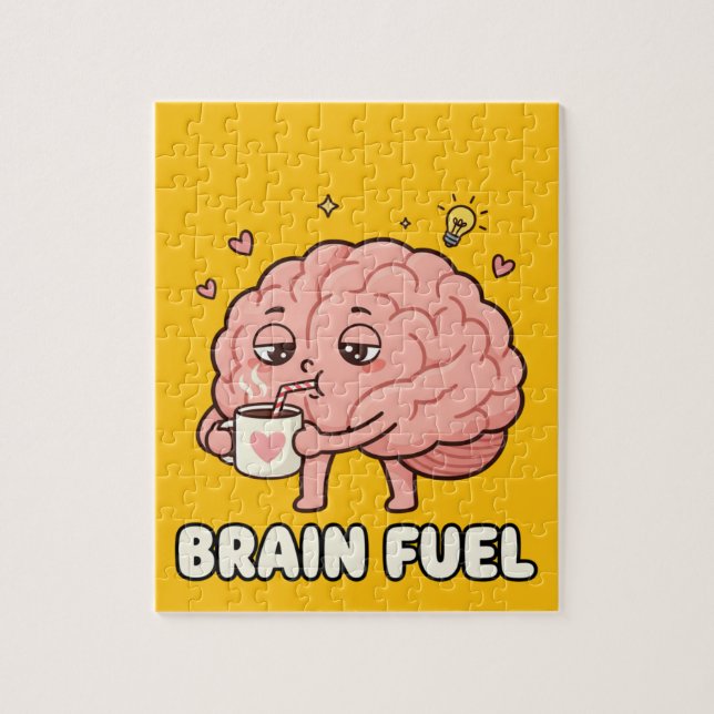 Brain Fuel: Morning Coffee Motivation Cartoon Jigsaw Puzzle (Vertical)