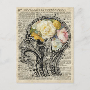 Brain Full Of Flowers,Nature Lover Dictionary Art Postcard