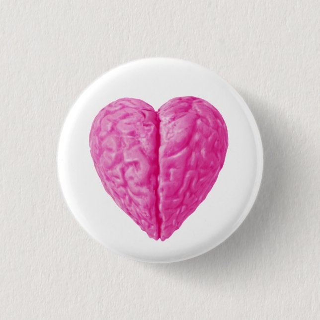 Brain Heart 3 Cm Round Badge (Front)