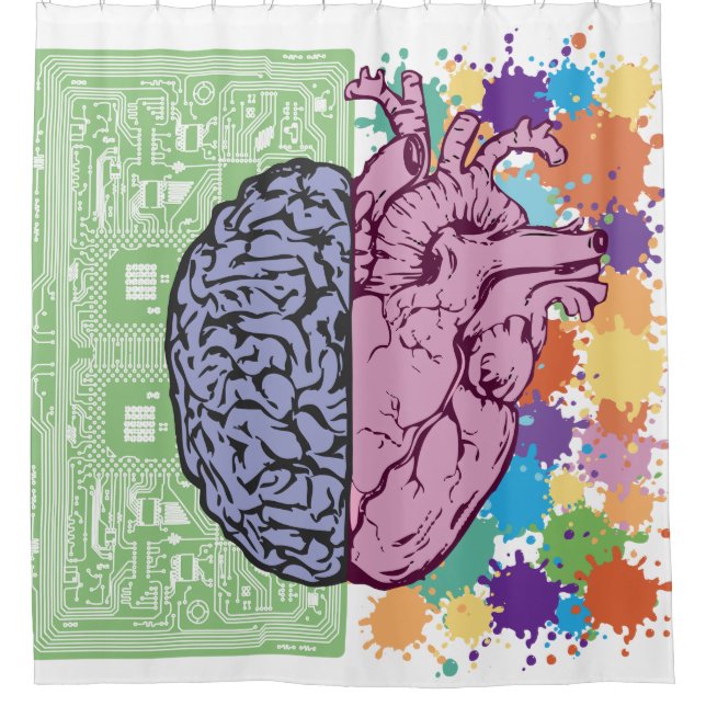 Brain heart balance emotion shower curtain (Front)