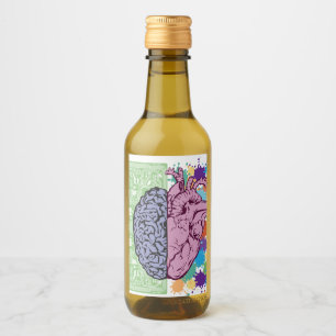Brain heart balance emotion wine label