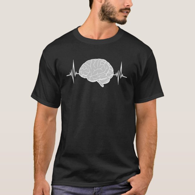Brain Heartbeat Pulse Frequency Thinking ECG Neuro T-Shirt (Front)