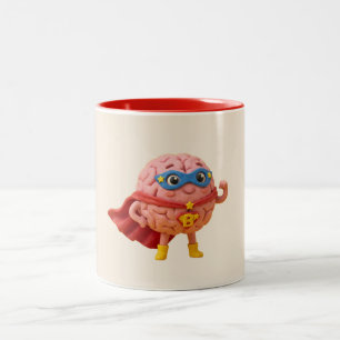 Brain Hero Cute Superhero Mascot Mug
