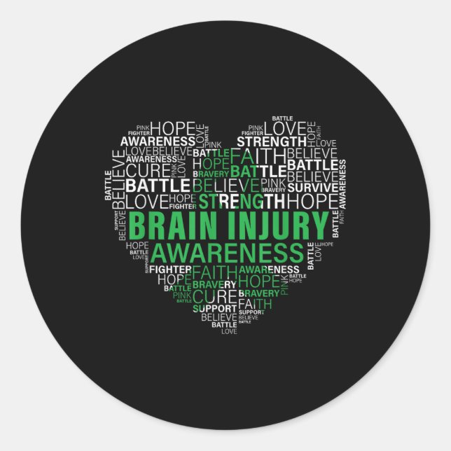 Brain Injury Awareness Fighting Hope Support Stron Classic Round Sticker (Front)