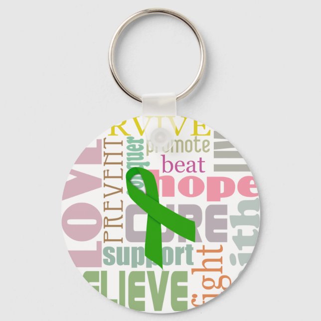 Brain Injury Green Ribbon Inspiration Keychain (Front)