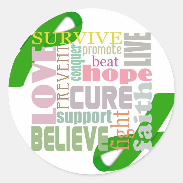Brain Injury Green Ribbon Inspiration Stickers (Front)