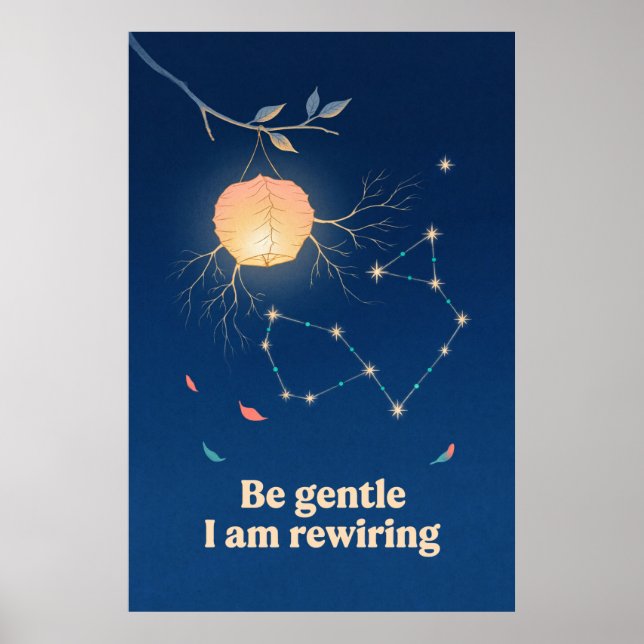 Brain Lantern Constellation Gouache Style Poster (Front)