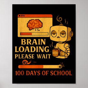 Brain Loading Please Wait – Funny 100 Days Of Scho Poster