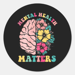 Brain Mental Health Problem Therapist Wildflower  Classic Round Sticker