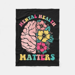 Brain Mental Health Problem Therapist Wildflower  Fleece Blanket