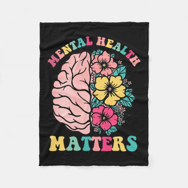 Brain Mental Health Problem Therapist Wildflower  Fleece Blanket (Front)