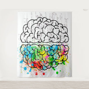 Brain mind psychology idea drawing tapestry