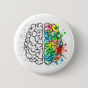 brain mind psychology idea hearts 6 cm round badge