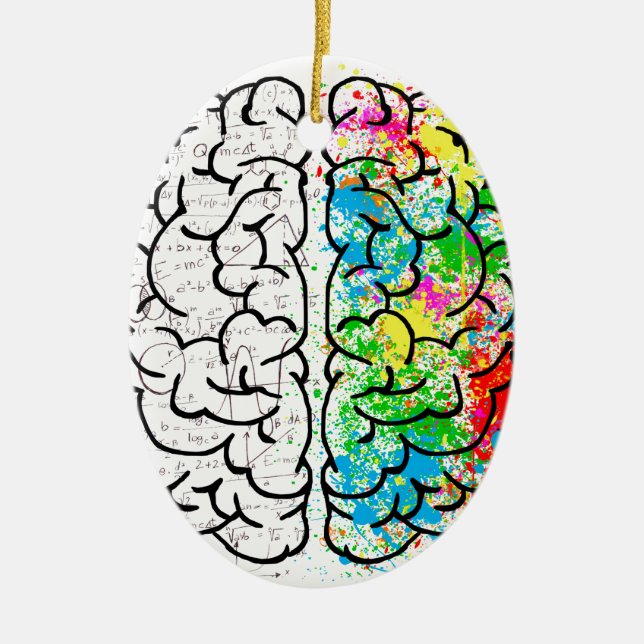 brain mind psychology idea hearts ceramic tree decoration (Front)