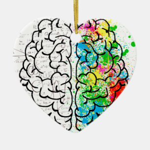 brain mind psychology idea hearts ceramic tree decoration