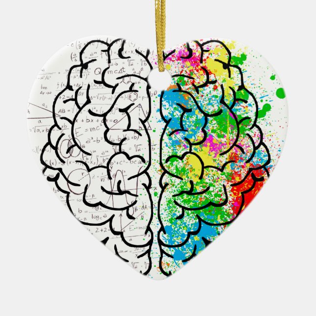 brain mind psychology idea hearts ceramic tree decoration (Front)