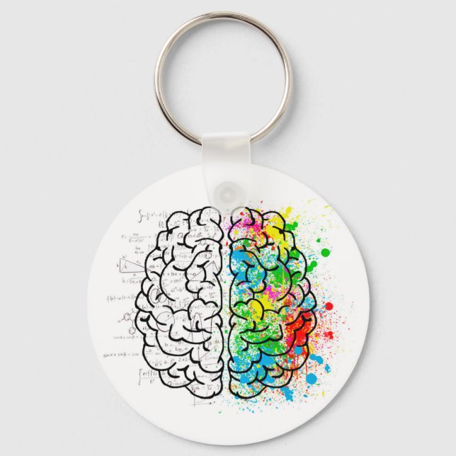 brain mind psychology idea hearts key ring (Front)